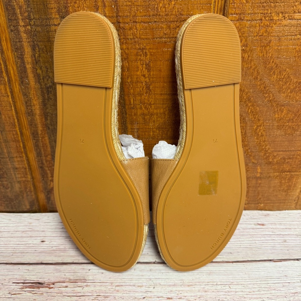 Tory Burch Everly Leather Espadrille Slide - Caramel - Picture 3 of 5